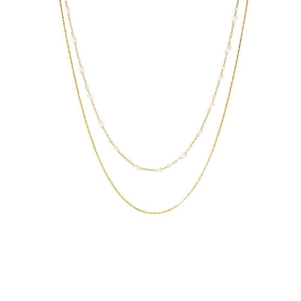 Retro Style Stainless Steel Double-layer Pearl Necklace