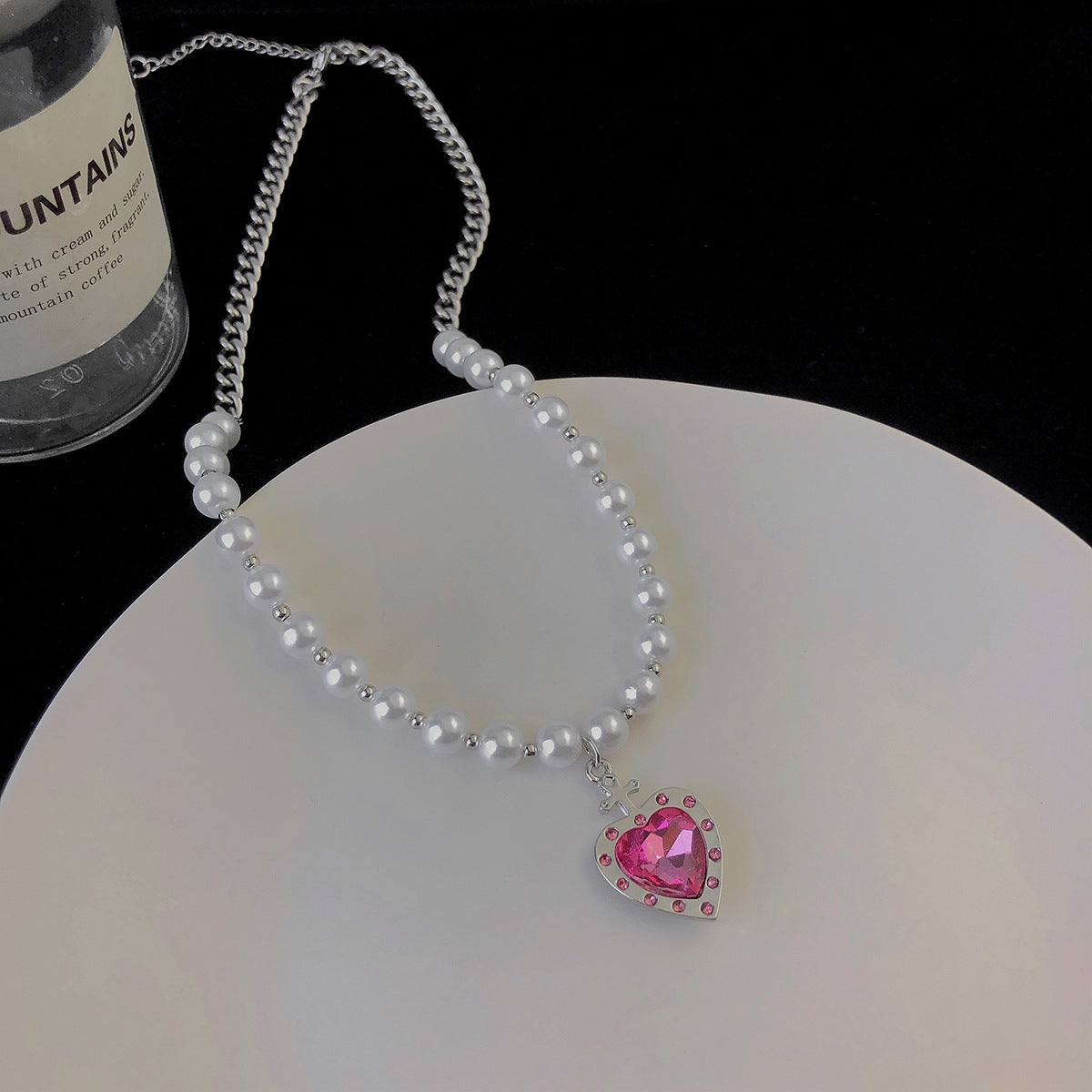 Glass Pearl Splicing Love Necklace