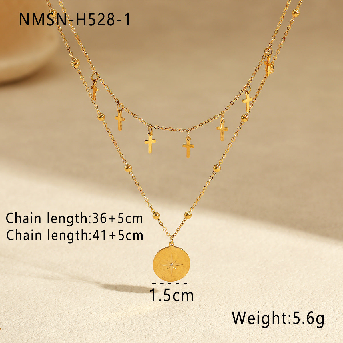 Fashion Retro Double Layer Twin Titanium Steel Necklace
