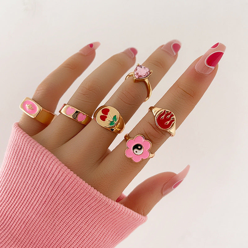 Sweet Tai Love Oil Dripping Ring Set
