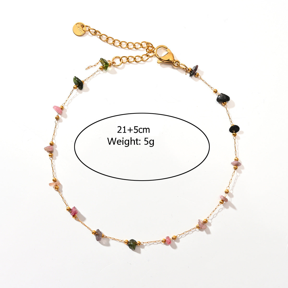 Fashion Trend Irregular Natural Stone Titanium Steel Anklet