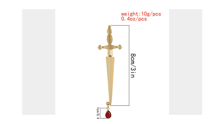 Long Sword Hilt Stud Earrings
