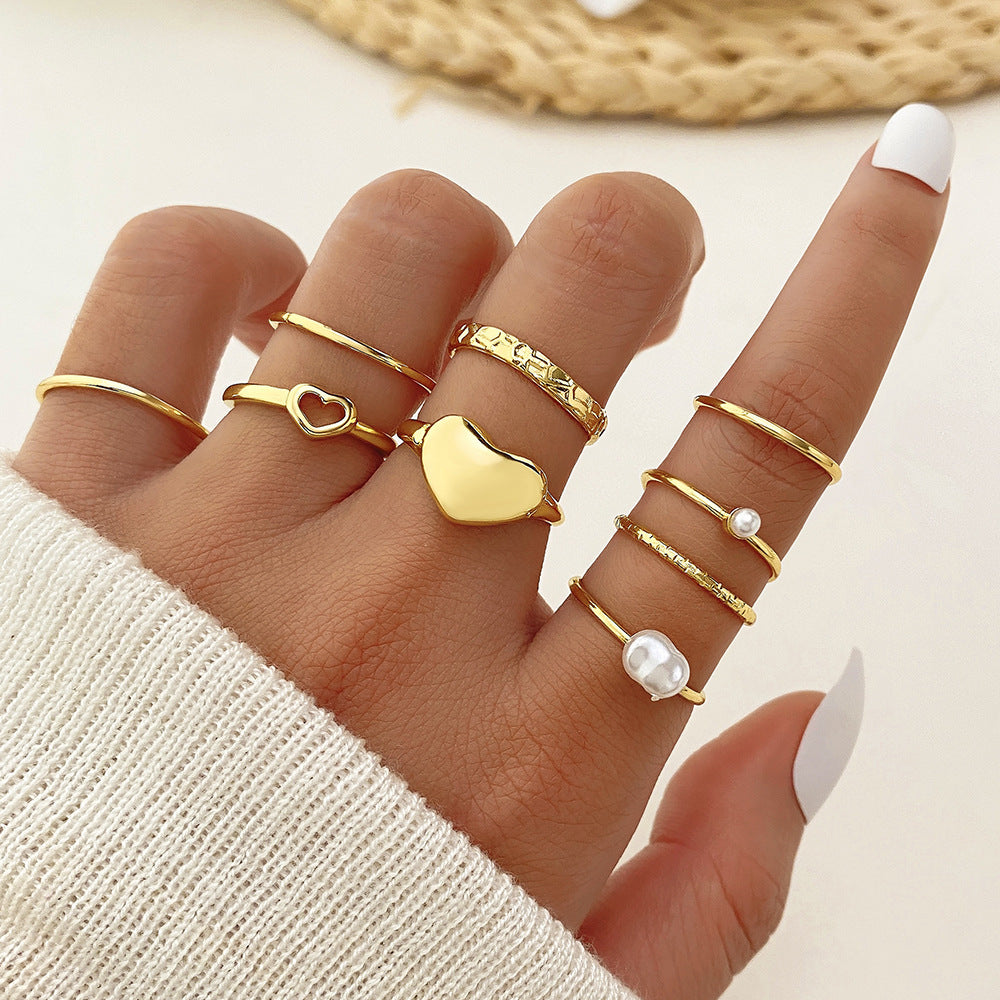Unique Cross Love Hug Heart Wide Ring Suit