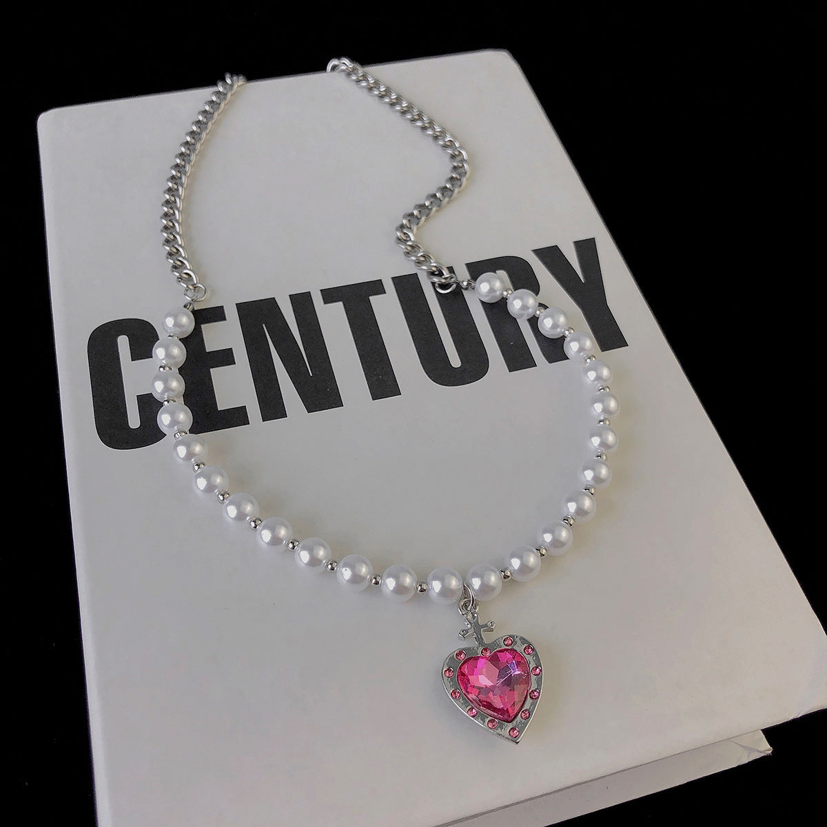 Glass Pearl Splicing Love Necklace