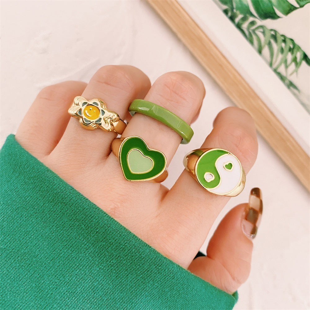 Fashion Multilayer Heart Knuckle Index Finger Ring Set