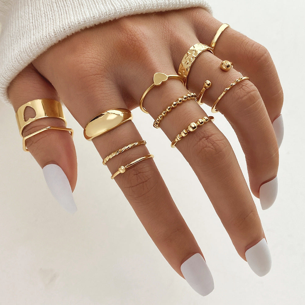Unique Cross Love Hug Heart Wide Ring Suit