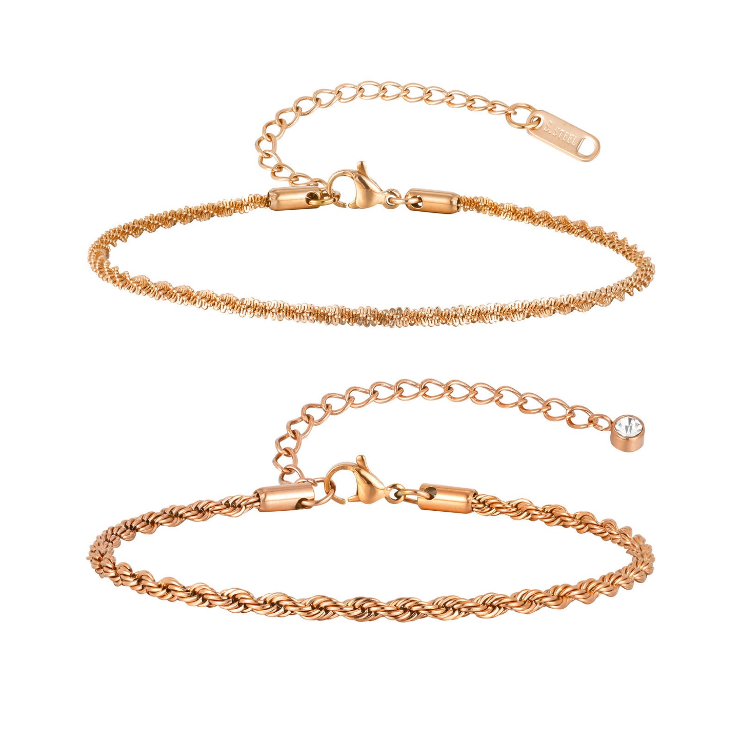Fashion Summer Stainless Steel Hemp Flowers Chain Anklet