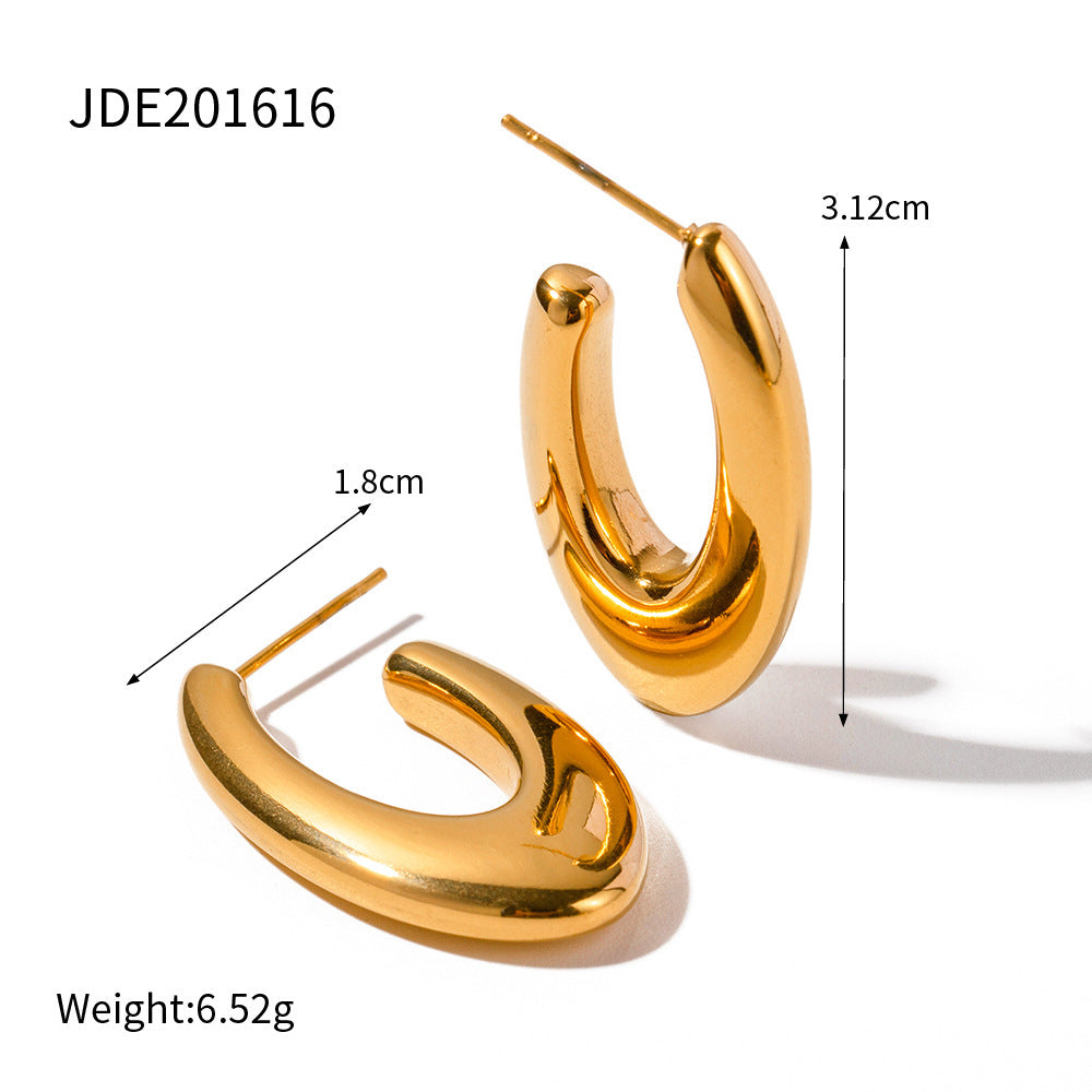 All-matching Women's Geometric Ellipse U-shaped Earrings