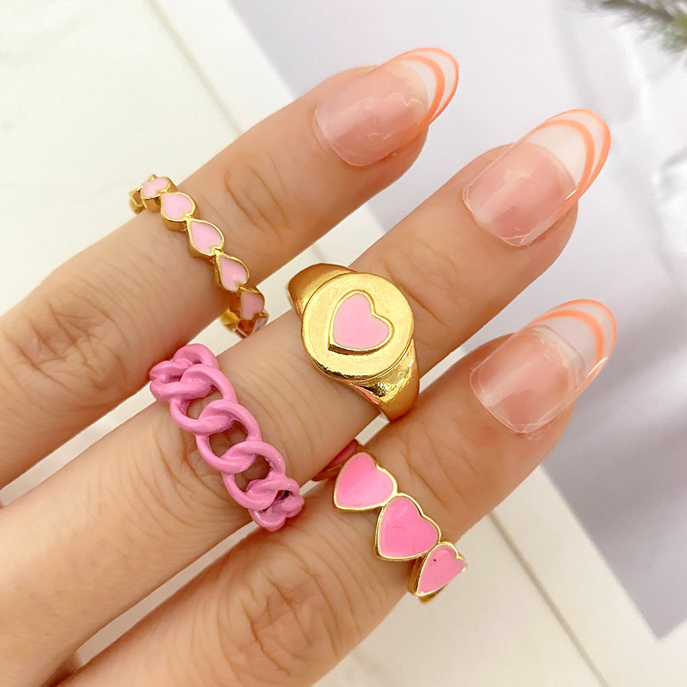 Fashion Multilayer Heart Knuckle Index Finger Ring Set