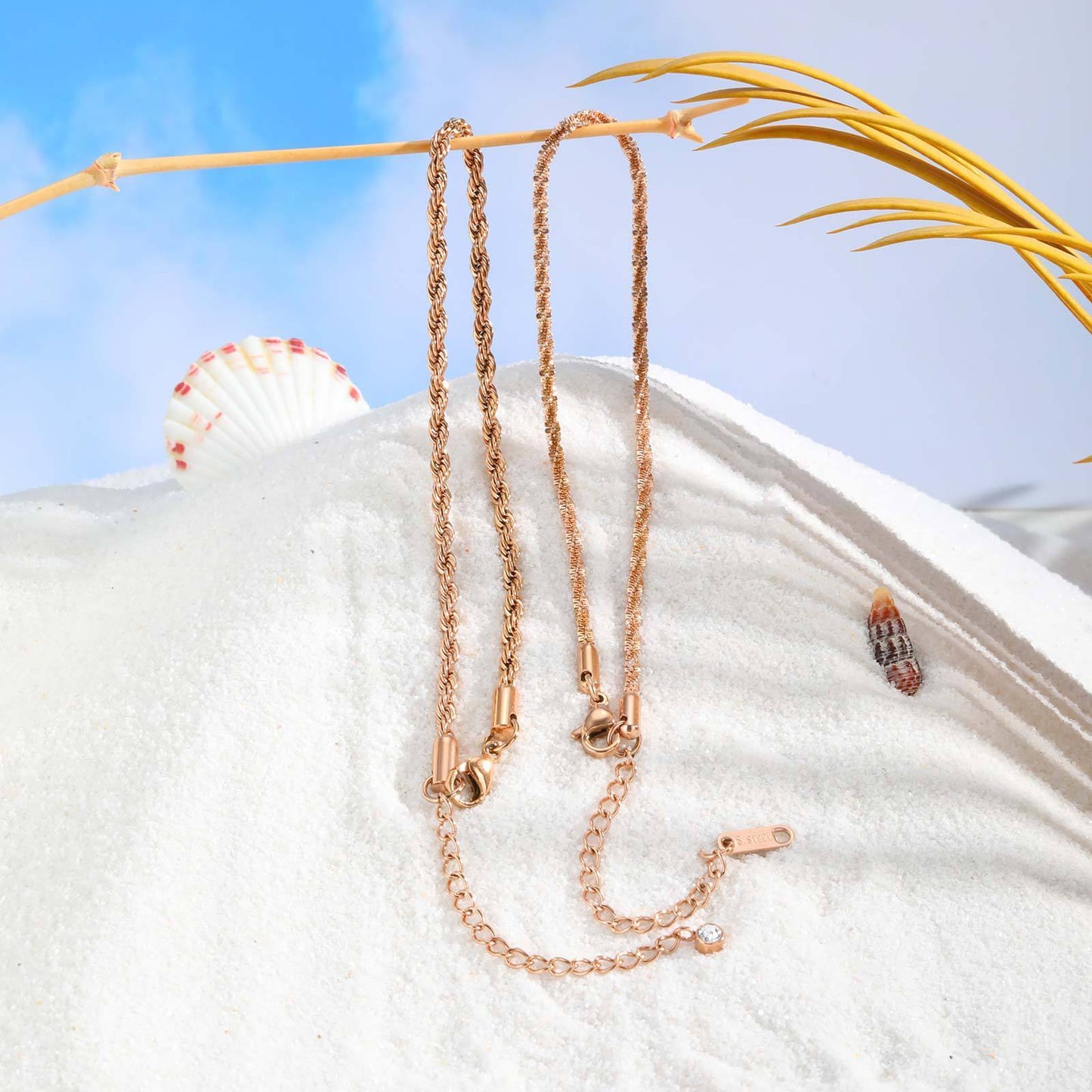 Fashion Summer Stainless Steel Hemp Flowers Chain Anklet