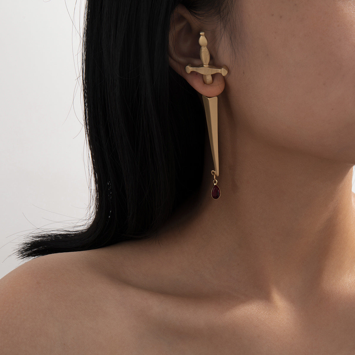 Long Sword Hilt Stud Earrings