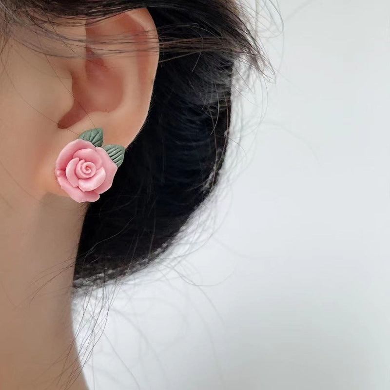 French Sweet Camellia Earrings Special-interest Design Gentle Elegant