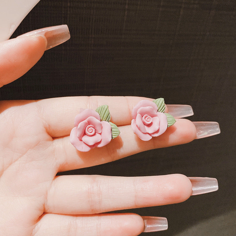 French Sweet Camellia Earrings Special-interest Design Gentle Elegant