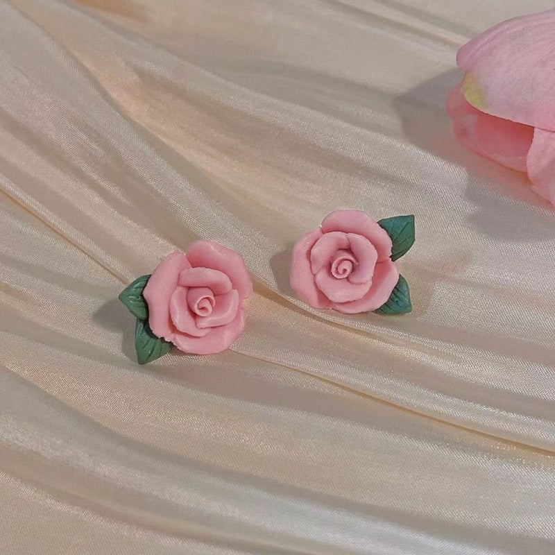 French Sweet Camellia Earrings Special-interest Design Gentle Elegant
