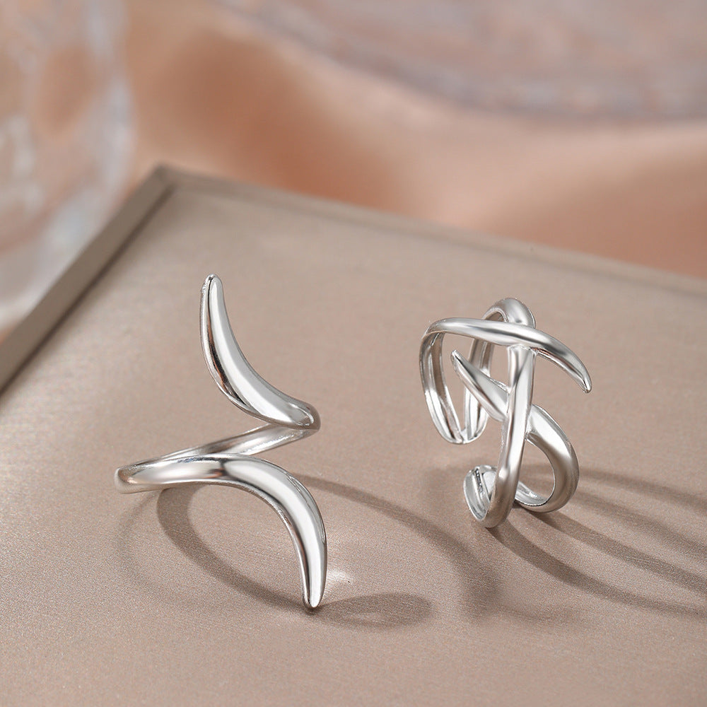 Simple Geometric Line Irregular Cross Thumb Ring