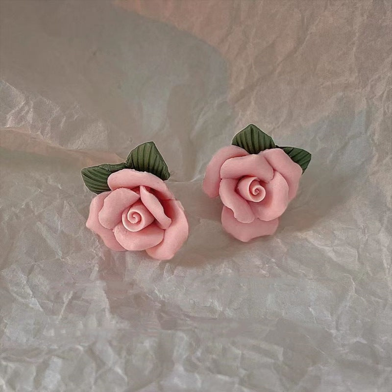 French Sweet Camellia Earrings Special-interest Design Gentle Elegant