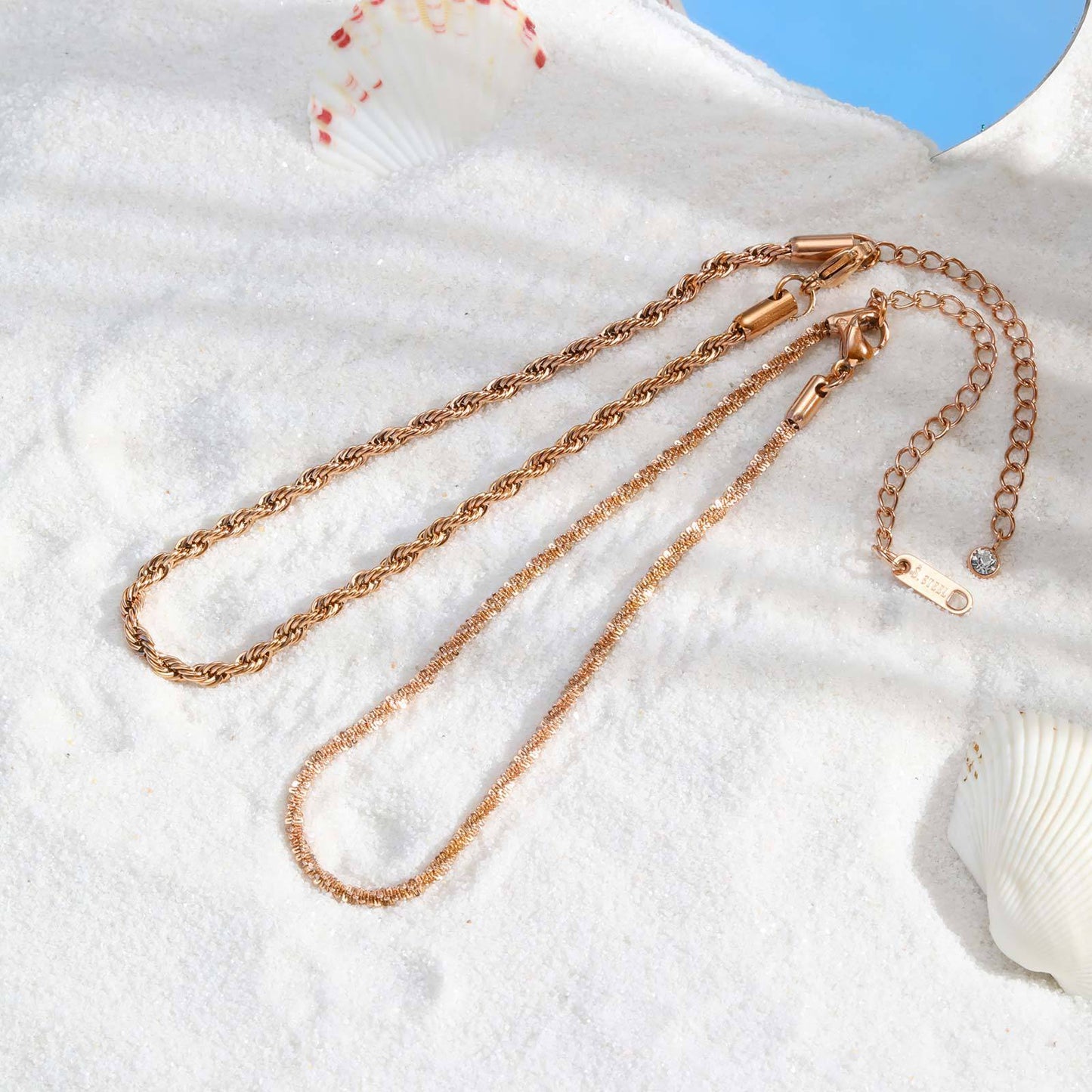 Fashion Summer Stainless Steel Hemp Flowers Chain Anklet