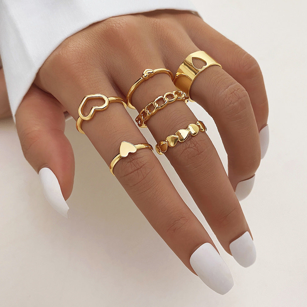 Unique Cross Love Hug Heart Wide Ring Suit