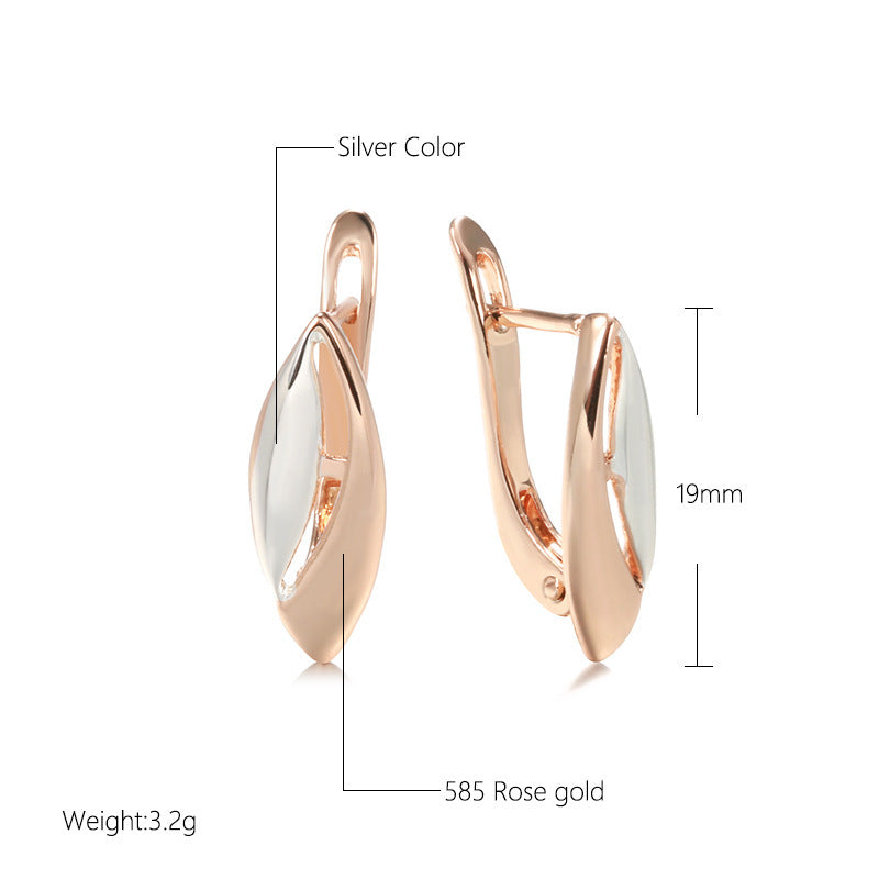 Two-tone Peach Heart Earrings European And American All Match Personality