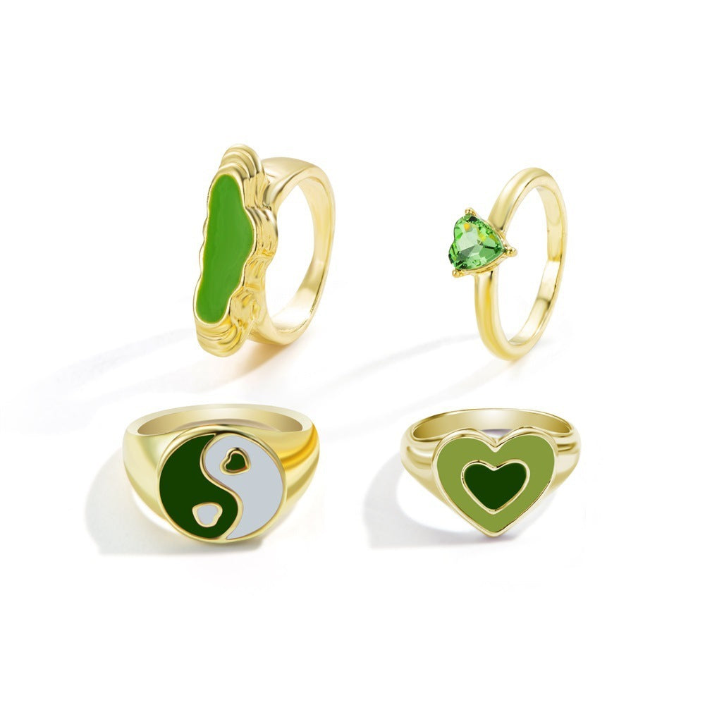 Fashion Multilayer Heart Knuckle Index Finger Ring Set