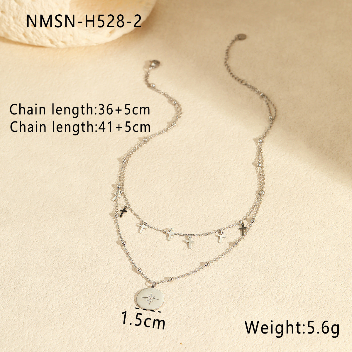 Fashion Retro Double Layer Twin Titanium Steel Necklace
