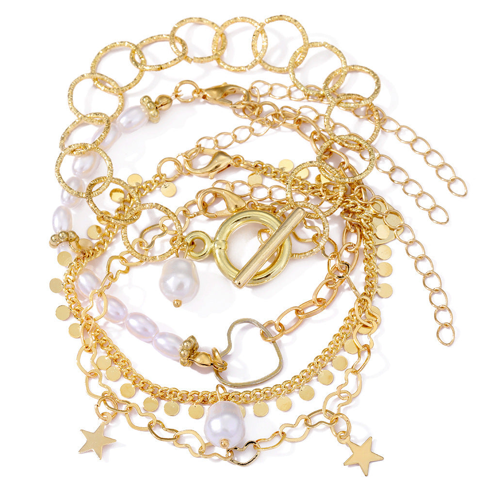 Buckle Multi-layer Bracelet Five-pointed Star Irregular Multi-layer Bracelet