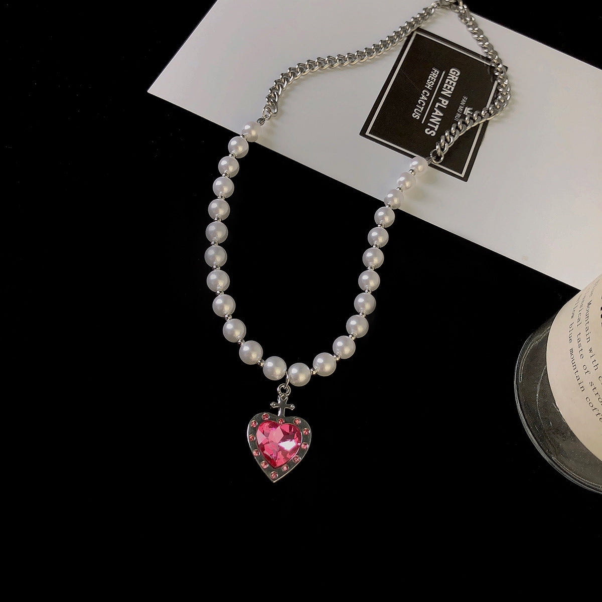 Glass Pearl Splicing Love Necklace
