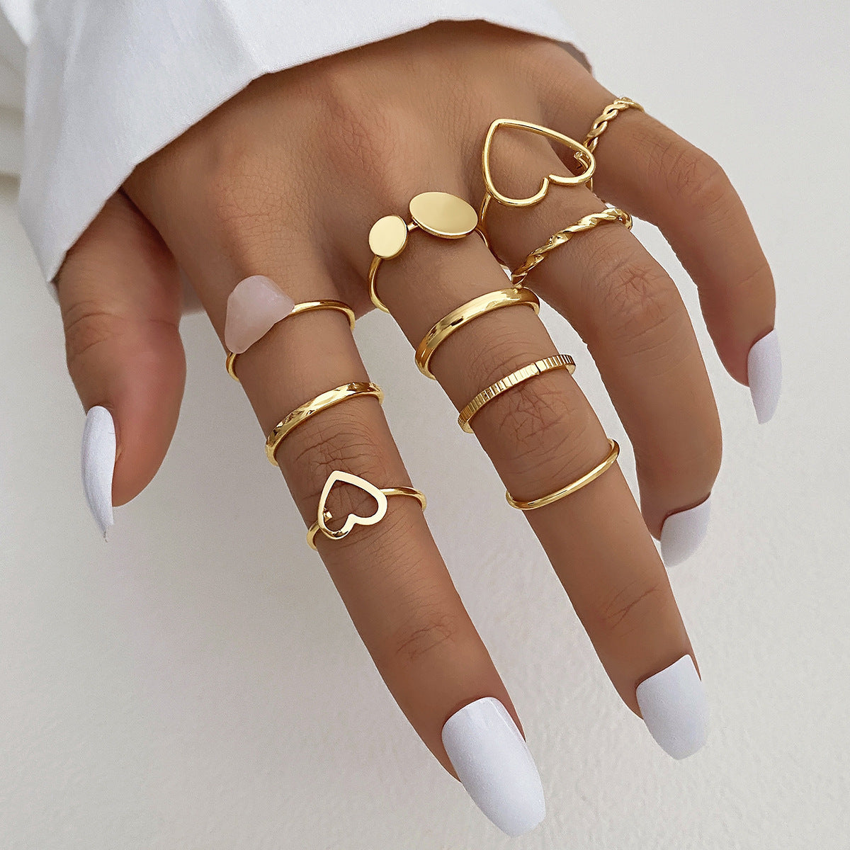 Unique Cross Love Hug Heart Wide Ring Suit