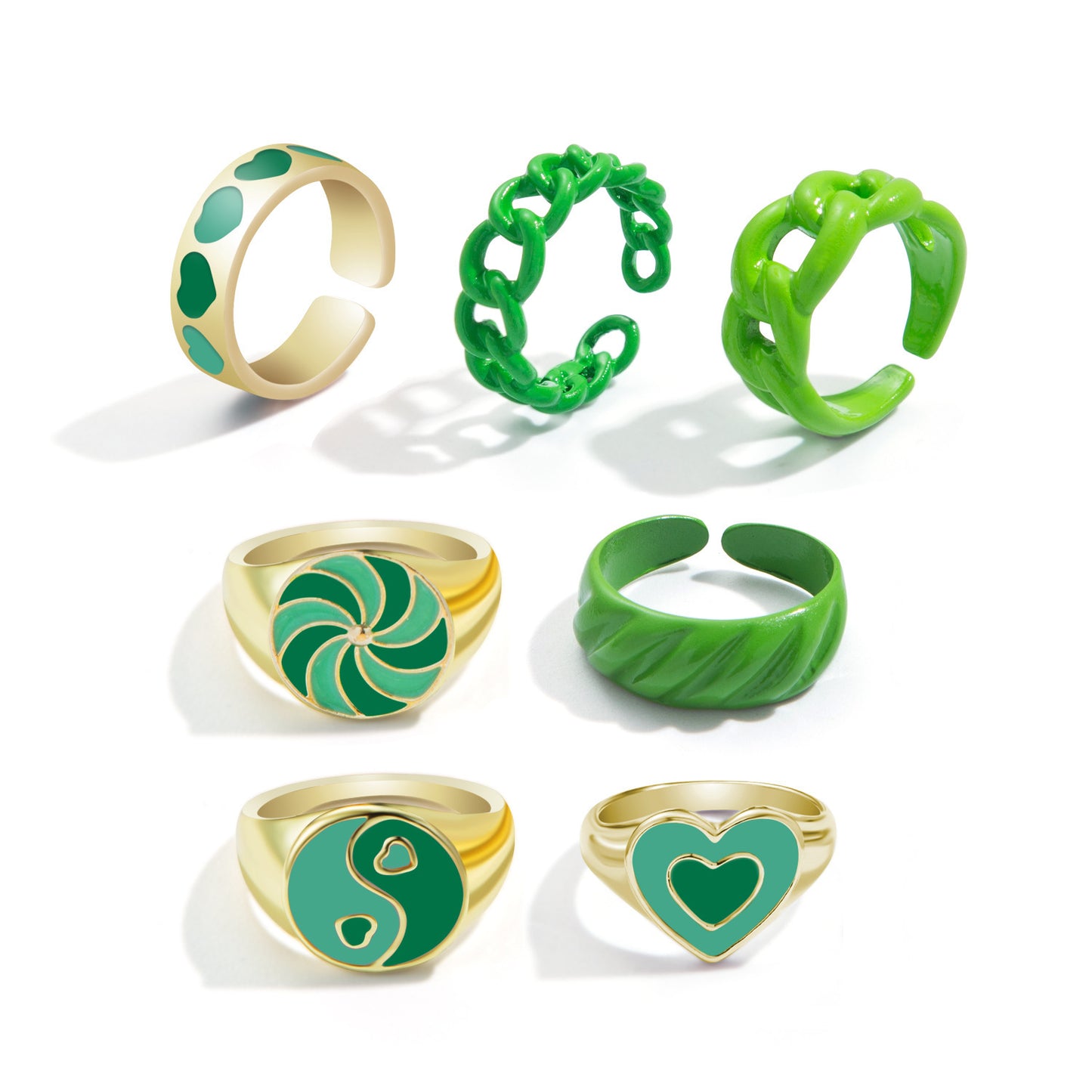 Fashion Multilayer Heart Knuckle Index Finger Ring Set