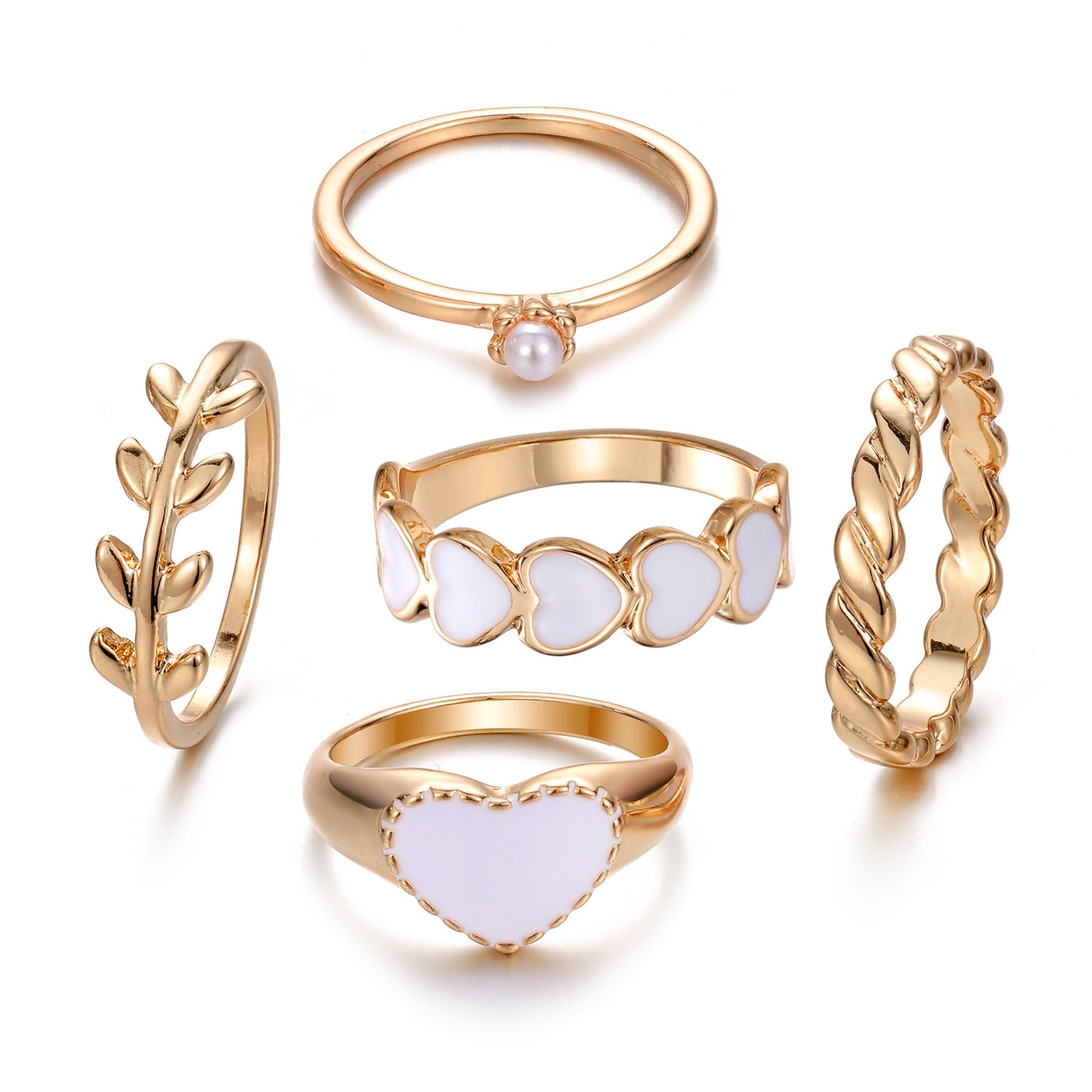 Fashion Multilayer Heart Knuckle Index Finger Ring Set