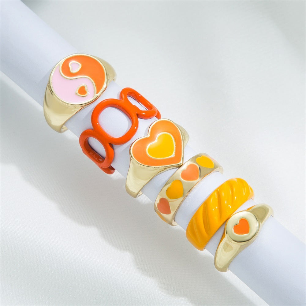 Fashion Multilayer Heart Knuckle Index Finger Ring Set