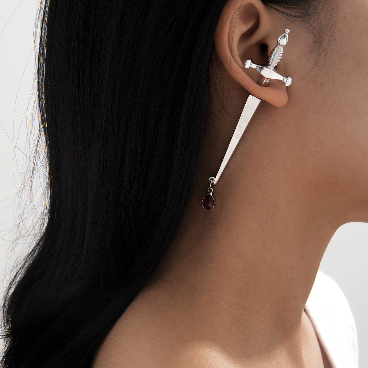 Long Sword Hilt Stud Earrings