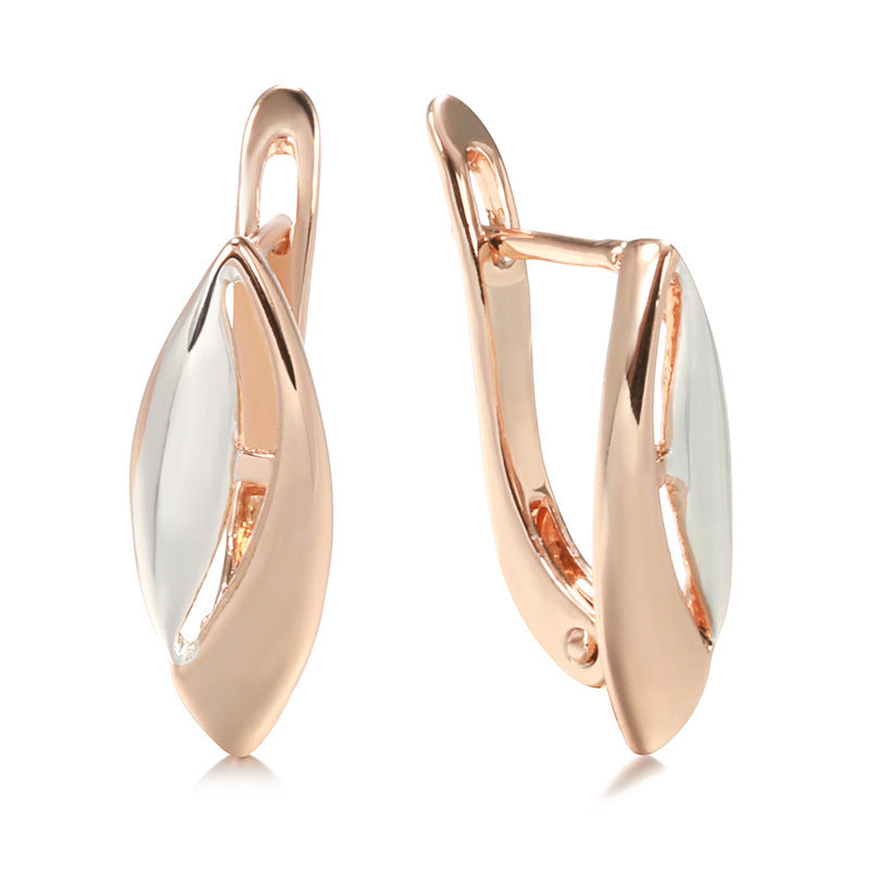 Two-tone Peach Heart Earrings European And American All Match Personality