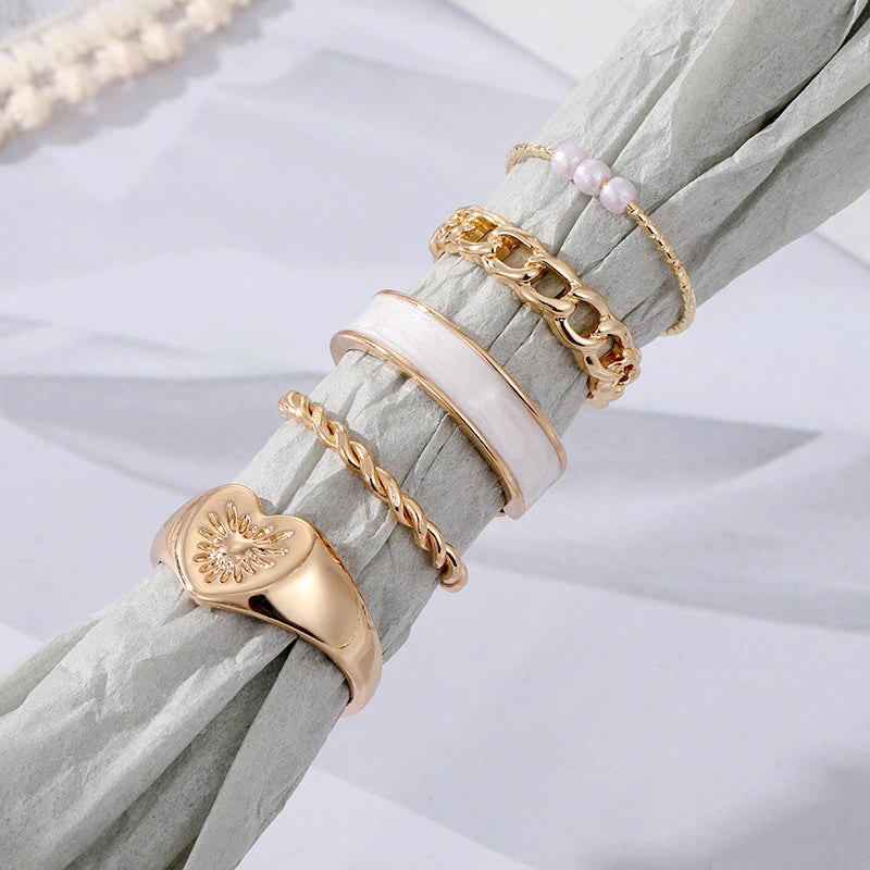 Fashion Multilayer Heart Knuckle Index Finger Ring Set