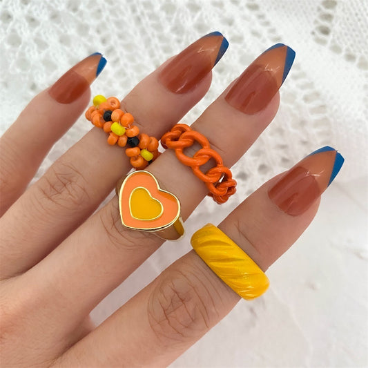 Fashion Multilayer Heart Knuckle Index Finger Ring Set