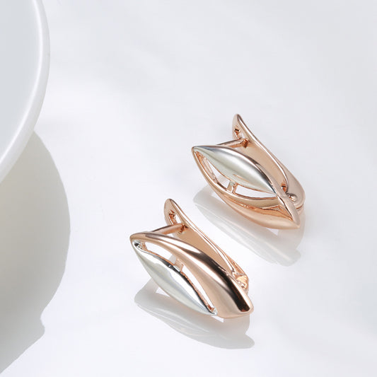 Two-tone Peach Heart Earrings European And American All Match Personality