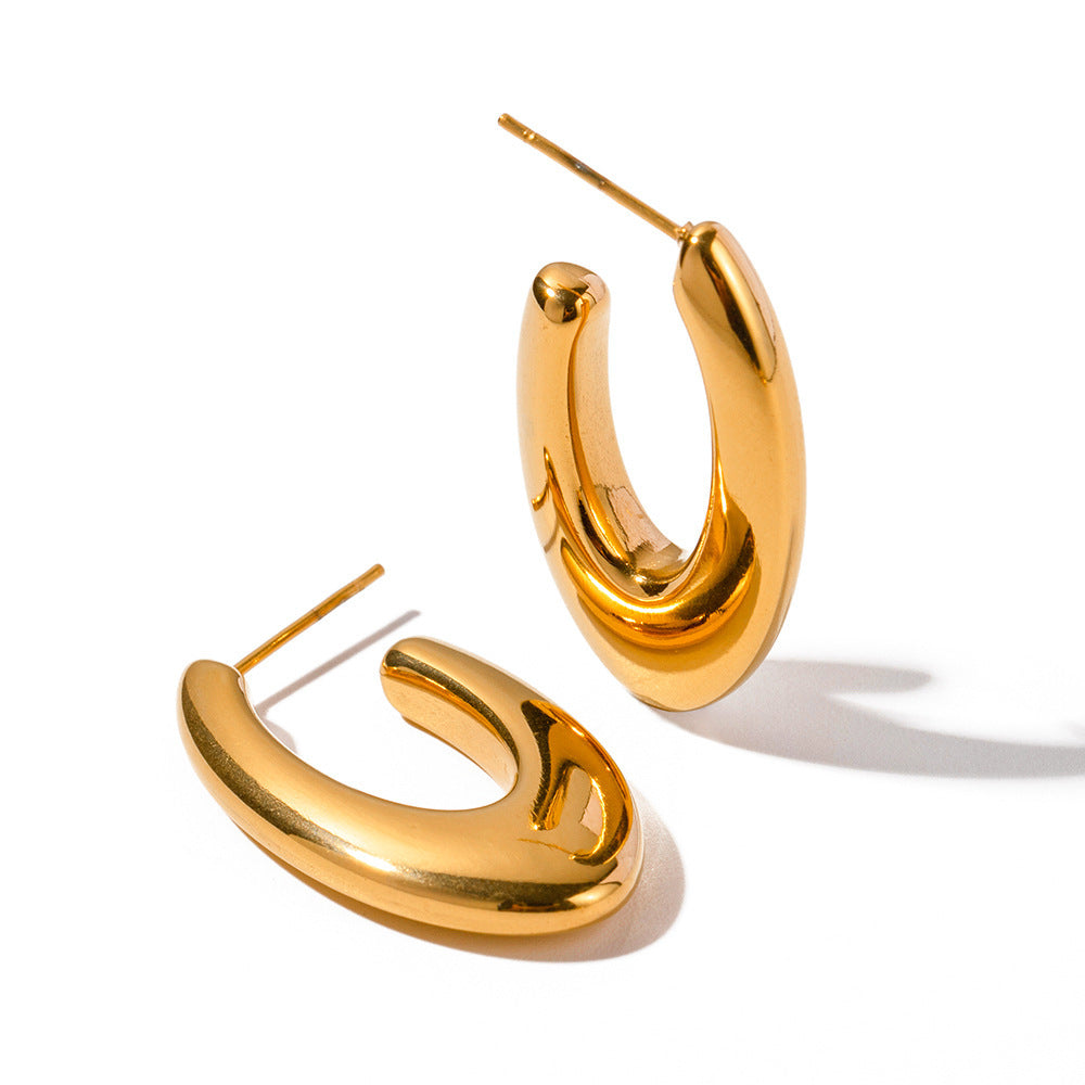 All-matching Women's Geometric Ellipse U-shaped Earrings