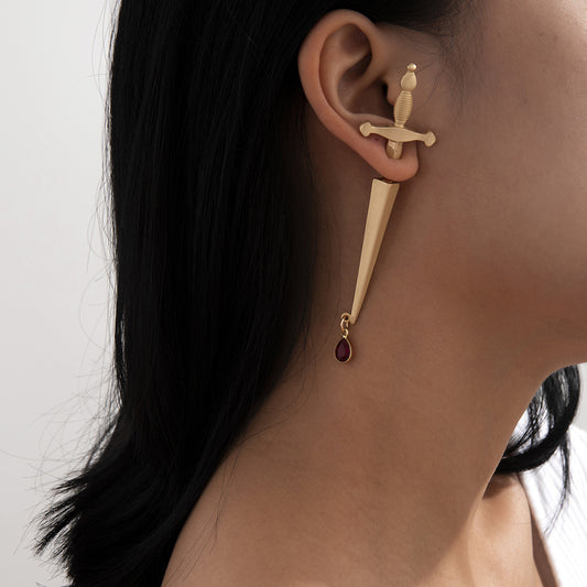 Long Sword Hilt Stud Earrings