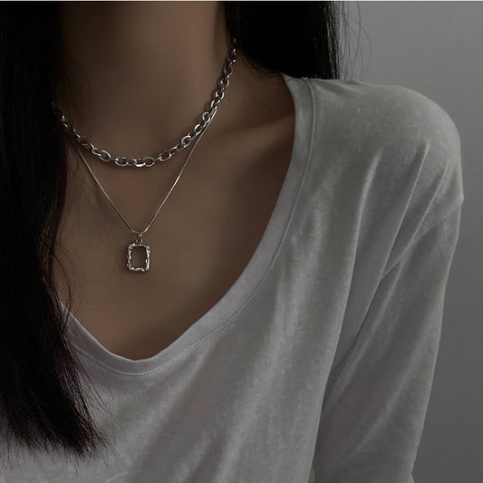 Double-layer Simplicity Twin Necklace Chain