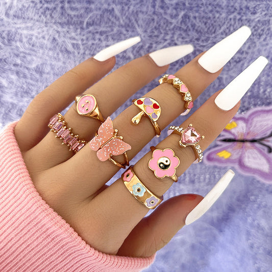 Sweet Tai  Love Oil Dripping Ring Set