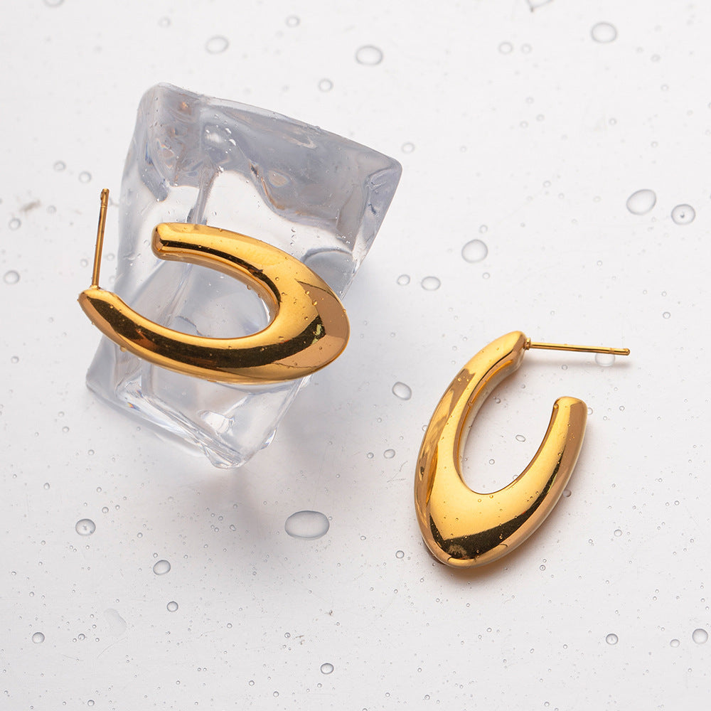All-matching Women's Geometric Ellipse U-shaped Earrings