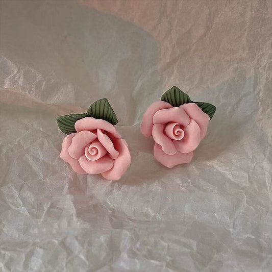 French Sweet Camellia Earrings Special-interest Design Gentle Elegant