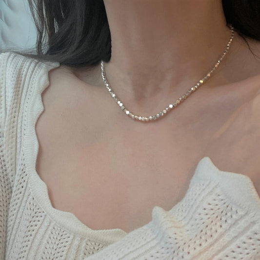 Women's Geometric Sparkling Silver Necklace