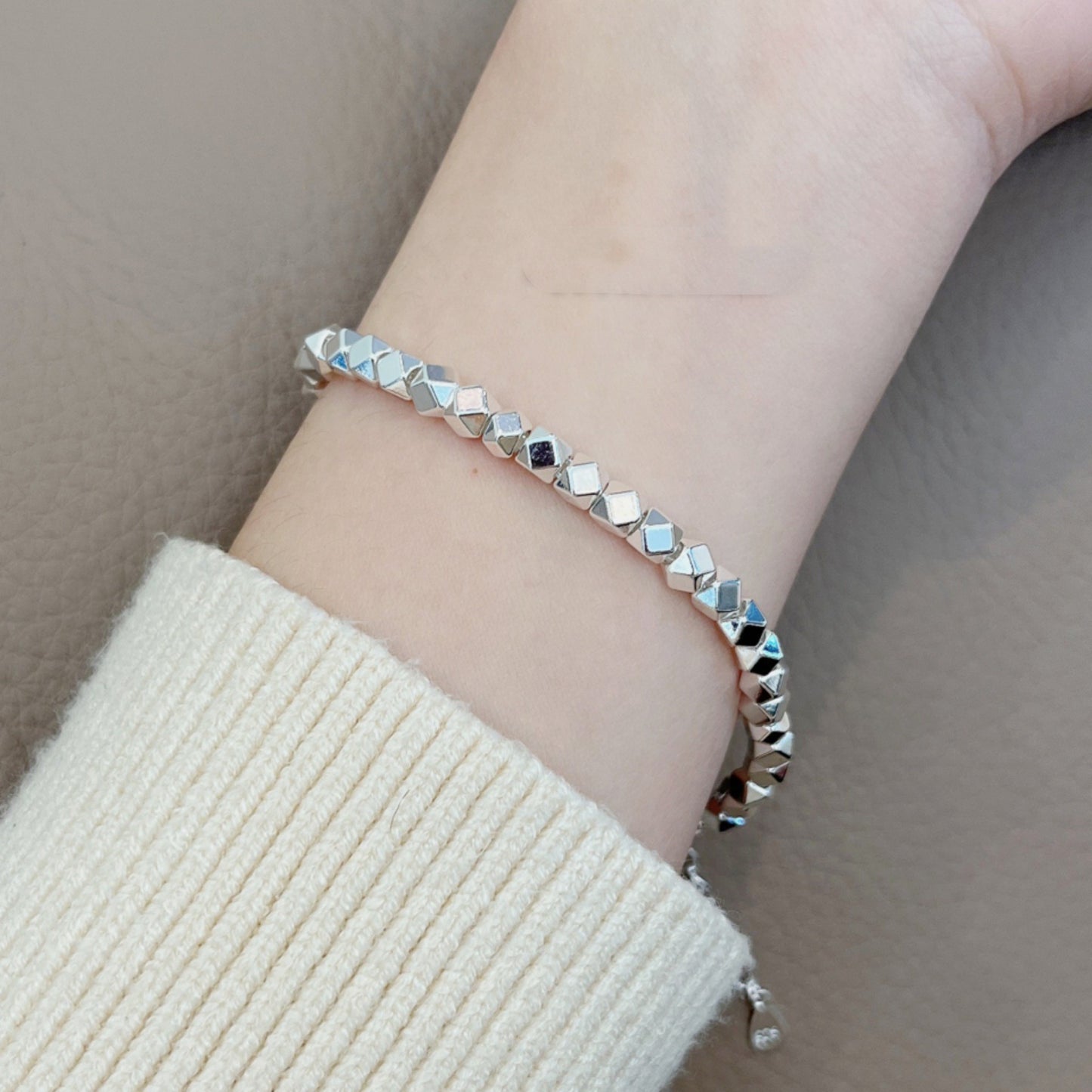 Women's Geometric Sparkling Silver Necklace