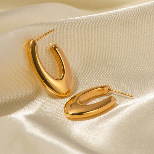 All-matching Women's Geometric Ellipse U-shaped Earrings